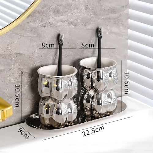 ensemble de décoration luxe en céramique pour salle de bain - vue 10 sur 18