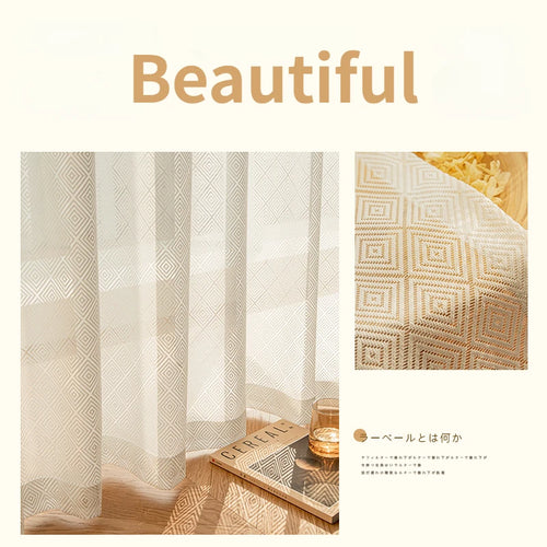 Voilage japonais plissé motif géométrique pour salon chambre - vue 11 sur 18