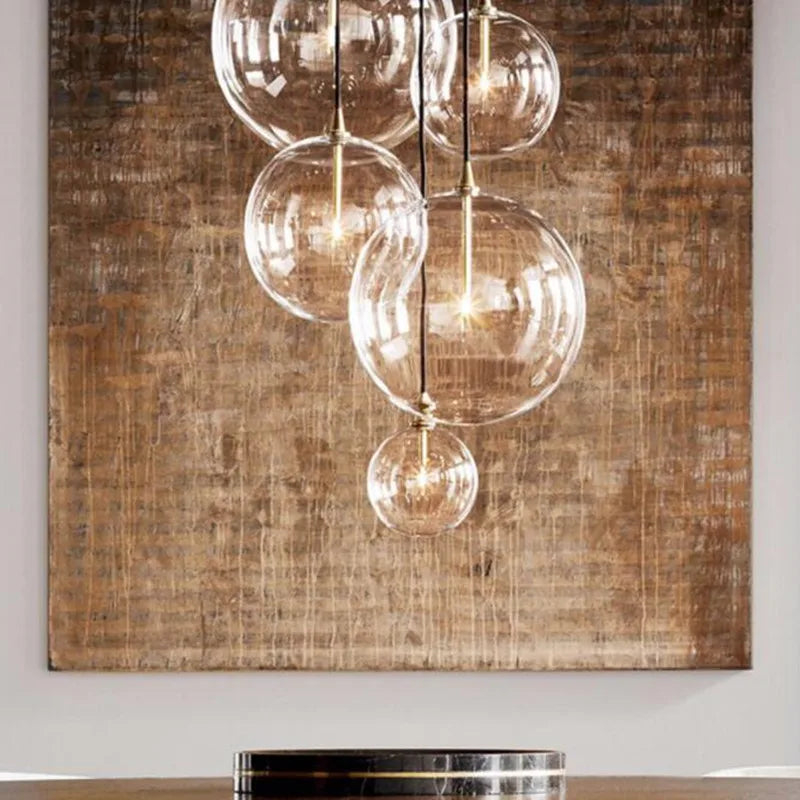 lustre en verre transparent design nordique pour décoration intérieure - vue 3 sur 10