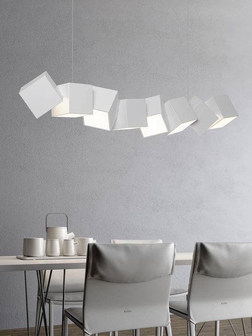 lustre moderne simple nordique luxe longue barre suspension lampe - vue 4 sur 8