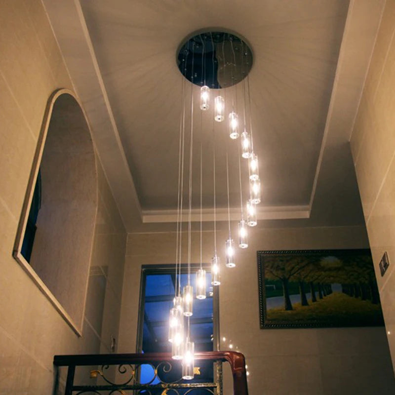 suspension moderne en cristal avec éclairage LED spiralé - vue 4 sur 10