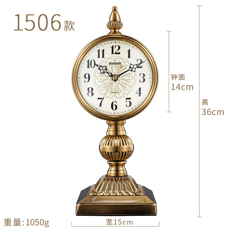 horloge de table européenne en métal plaqué cuivre élégant design luxe - vue 14 sur 18