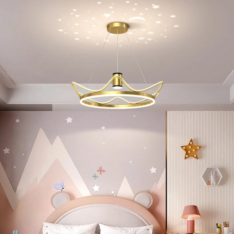lustre moderne avec projection ciel étoilé pour chambre enfant - vue 3 sur 14