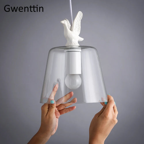 lustre moderne décoratif en verre style canard oiseau - vue 6 sur 7