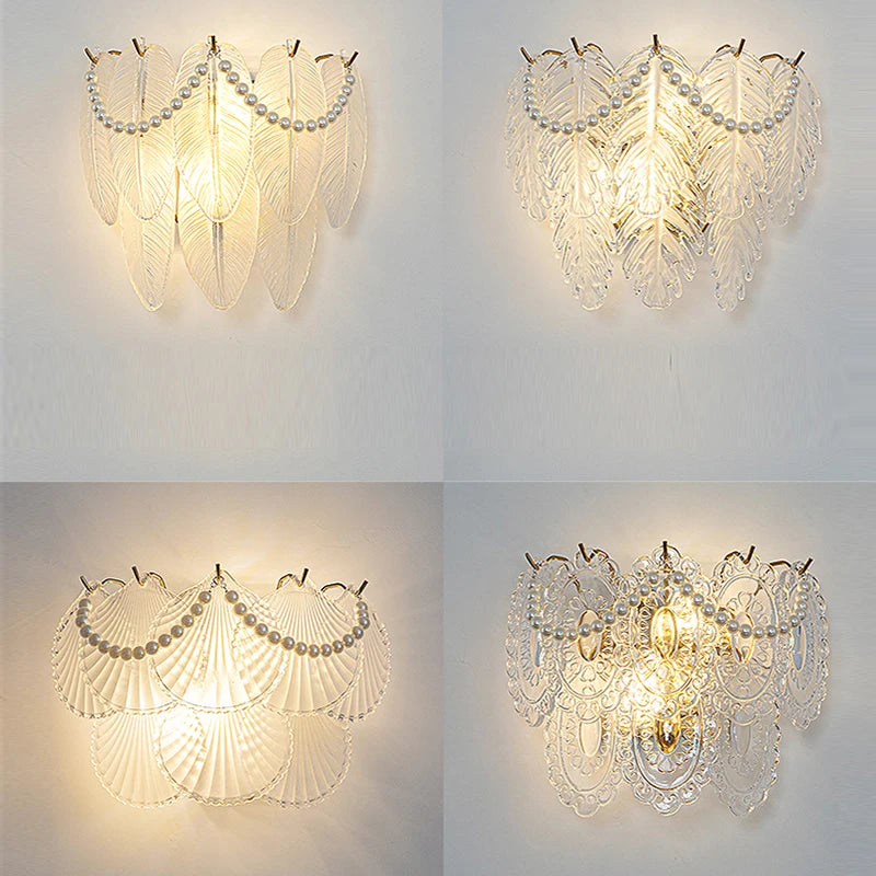 applique murale led en verre avec motifs nature luxe - vue 7 sur 15