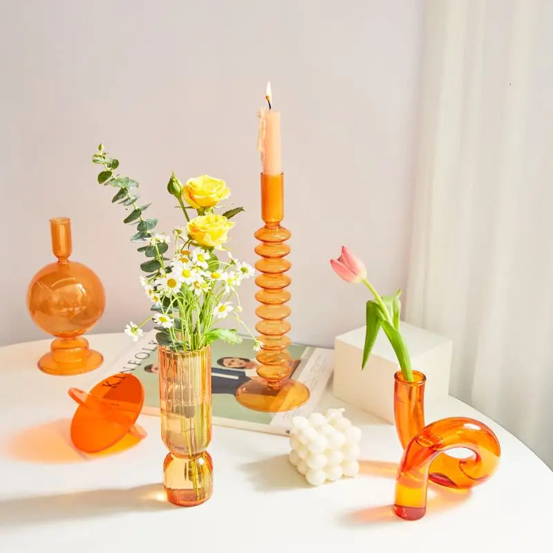 bougeoir conique en verre pour décoration intérieure festive - vue 5 sur 17