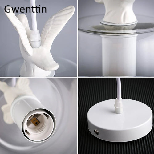 lustre moderne décoratif en verre style canard oiseau - vue 7 sur 7
