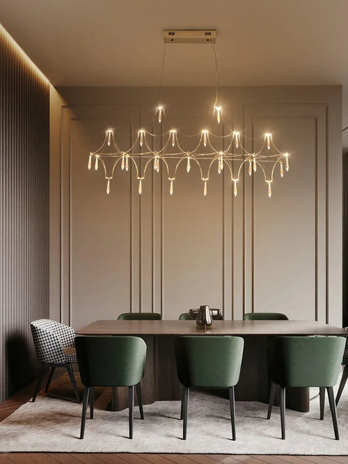 lustre postmoderne en cristal de luxe design nordique led - vue 3 sur 6
