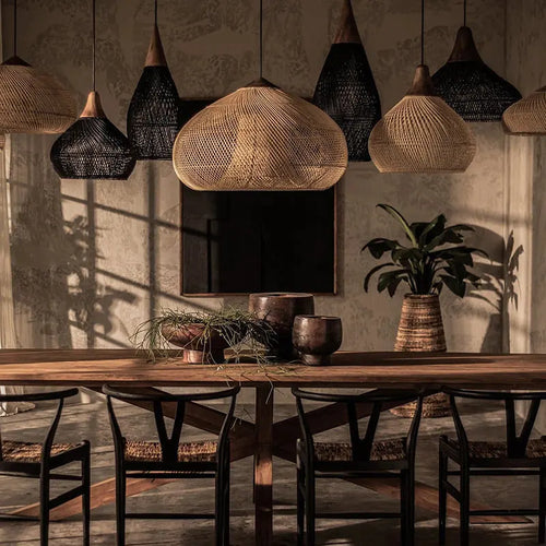 Suspension vintage d'Asie du Sud-Est Lampes en rotin de haute qualité Salle à manger Restaurant Cuisine Luminaires Loft Luminaires - vue 7 sur 27