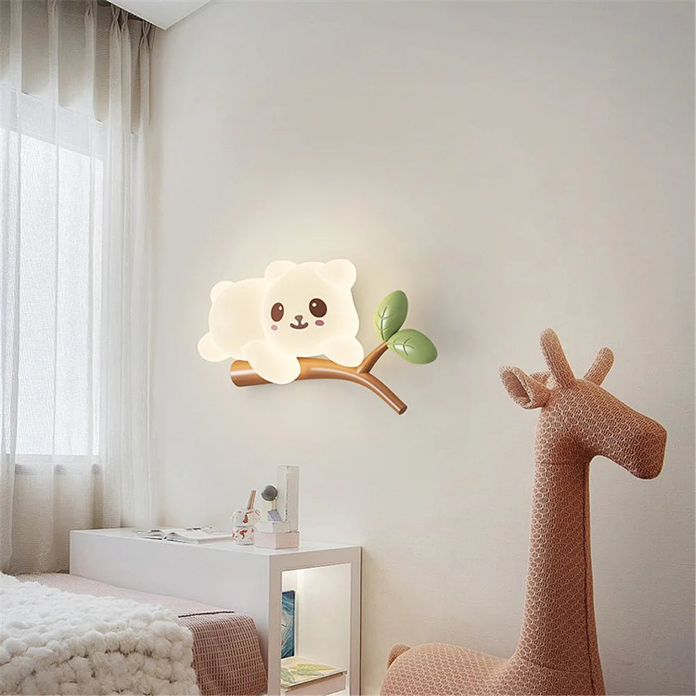 applique murale singe cartoon lumineuse pour chambre d'enfants - vue 3 sur 9