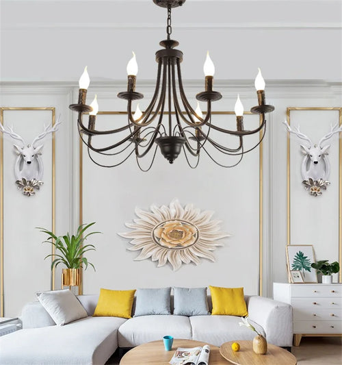 lustre en fer forgé noir et blanc design intérieur moderne - vue 3 sur 23