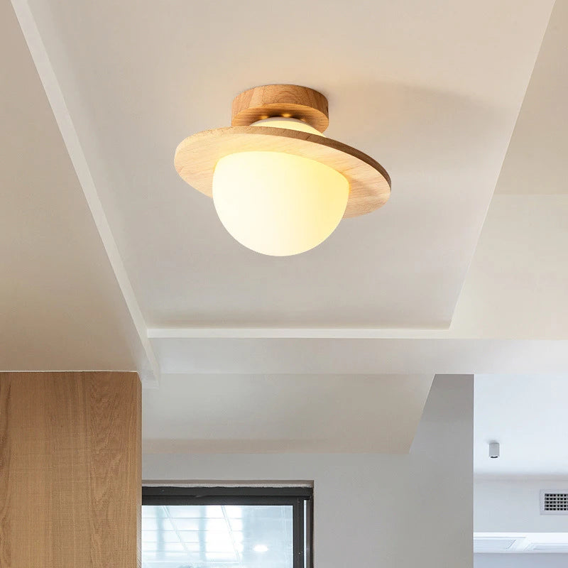 plafonnier led en bois massif design minimaliste moderne - vue 4 sur 8