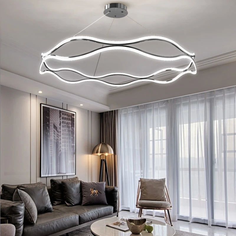 Lustre Nordique LED Lumière Pour Chambre Salon Salle à manger De Luxe Anneau Suspension Décor À La Maison - vue 5 sur 22