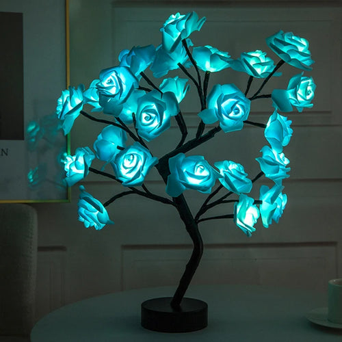 LED Rose Fleur Lampe de Table USB Arbre De Noël Fée Lumières Veilleuses Maison Fête De Mariage Chambre Décoration Cadeau de Fête des Mères - vue 8 sur 8
