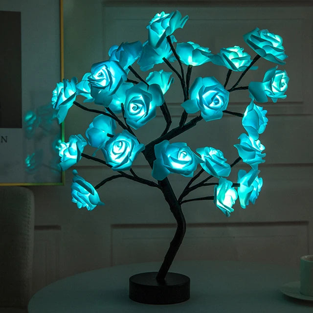 LED Rose Fleur Lampe de Table USB Arbre De Noël Fée Lumières Veilleuses Maison Fête De Mariage Chambre Décoration Cadeau de Fête des Mères - vue 7 sur 8