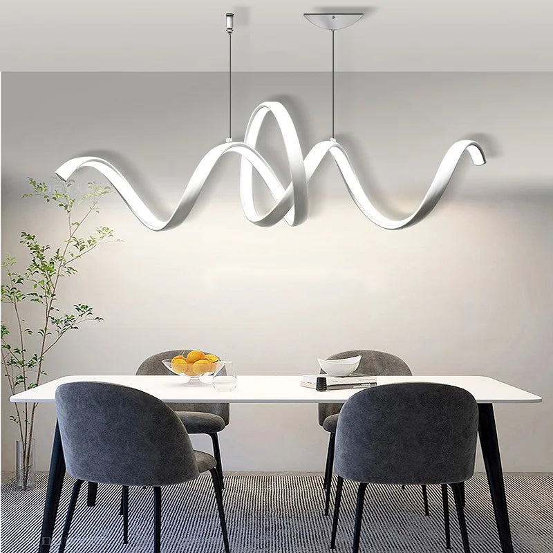suspension LED en aluminium forme de s décorative - vue 3 sur 6