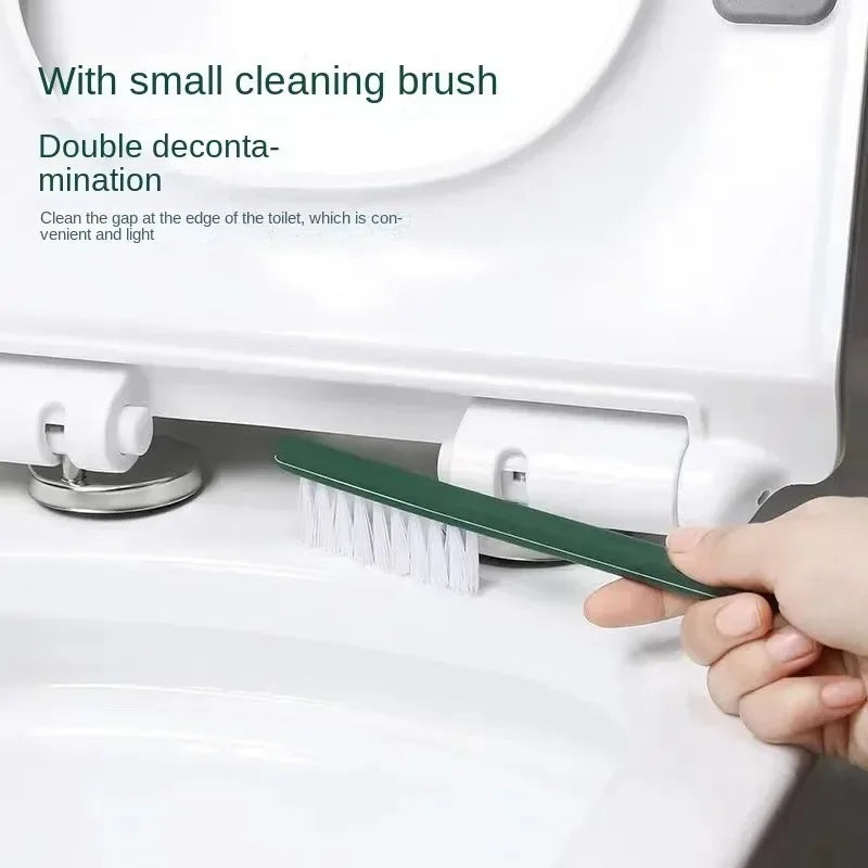 brosse de toilette multifonctionnelle sans perforation avec support en silicone - vue 5 sur 6