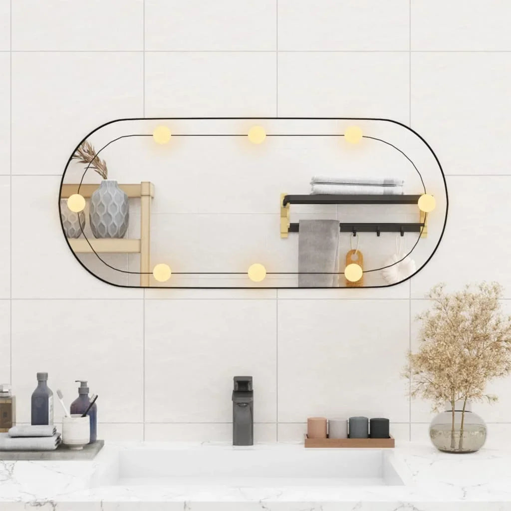 miroir mural oval avec lumières led en verre décoratif - vue 6 sur 7