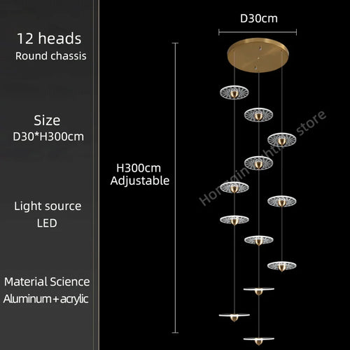lustre moderne pour escalier design nordique simple et élégant - vue 18 sur 21