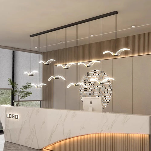 lustre moderne maison avec lumières pendantes pour le salon - vue 6 sur 10