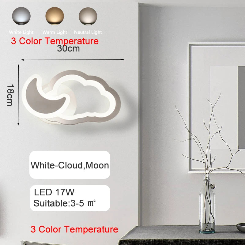lustre led moderne en forme de lune étoile nuage pour enfants - vue 13 sur 25