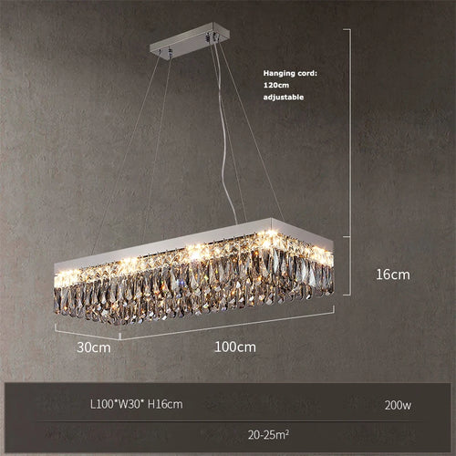 plafonnier led carré rectangulaire en cristal doré intensité variable - vue 18 sur 18