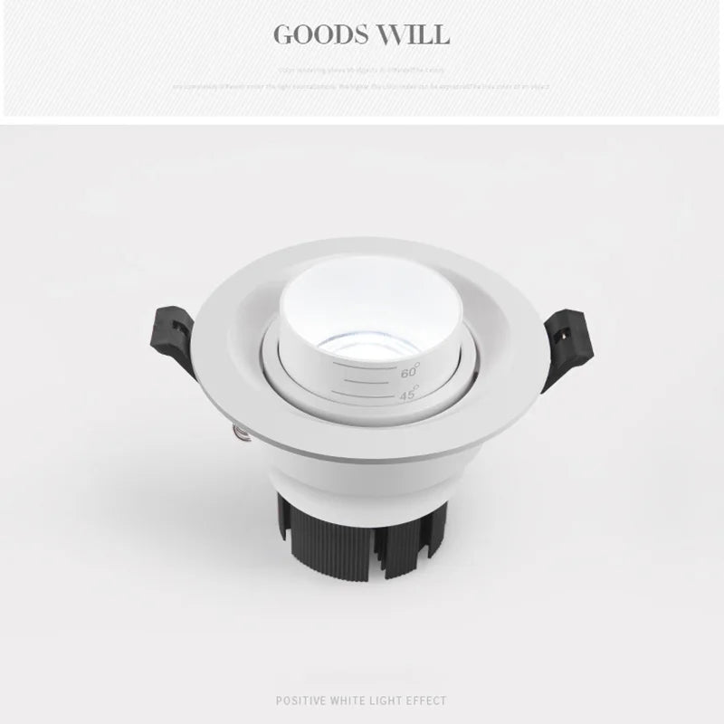 Spot Zoom intégré dimmable encastré 15-60 degrés COB - vue 3 sur 8