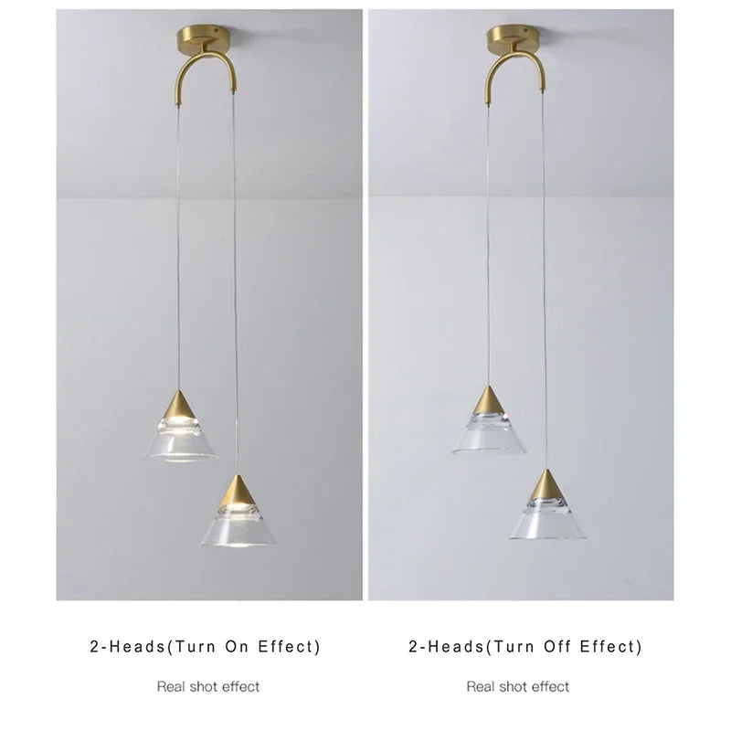 Industrial Pendant Light Fixtures Gold Finish Kitchen Ceiling Lights Crystal Shade Led Chandelier Lustre Christmas Decor Lamp - vue 5 sur 7