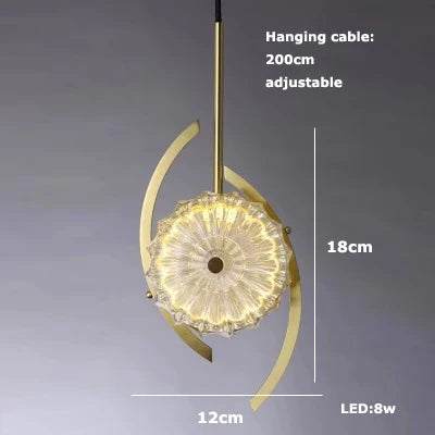 suspension en verre cristal art déco avec éclairage led - vue 13 sur 25