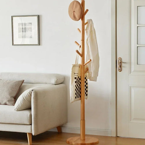 cintre en bois massif porte-manteau stable et étagère à sac - vue 2 sur 18