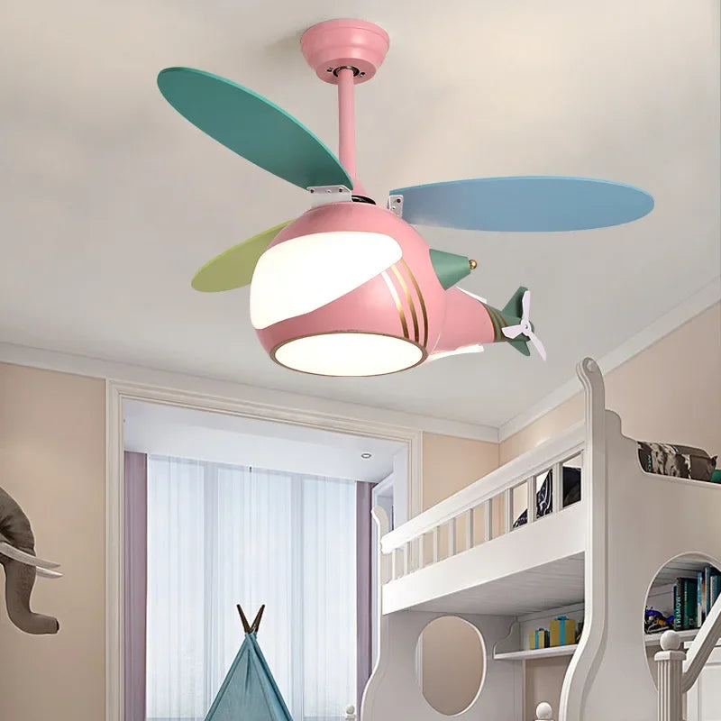 ventilateur créatif hélicoptère pour chambre d'enfant décorative - vue 4 sur 9