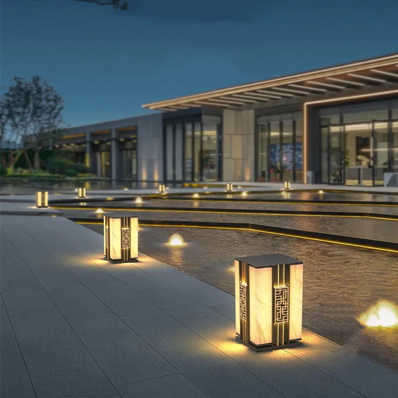 lampe extérieure solaire décorative imitation marbre pour jardin - vue 5 sur 8