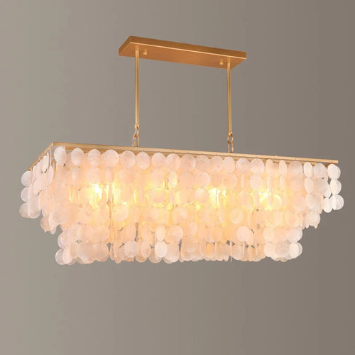 2024 Modern simple living room Scandinavian shell dining room romantic light luxury checkroom B&B rectangular suction chandelier - vue 2 sur 7