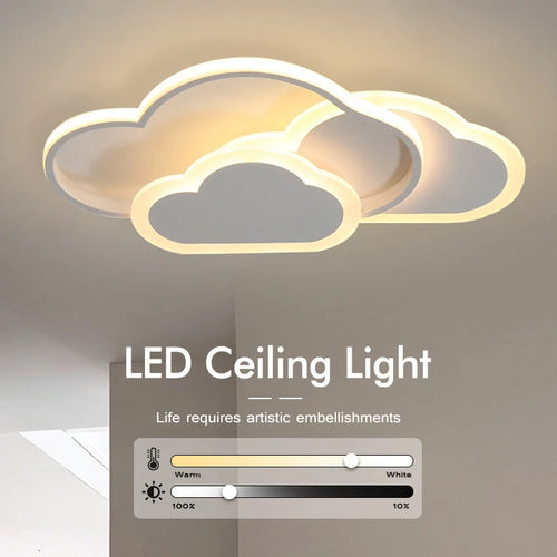 plafonnier led ultra fin avec nuages créatifs éclairage intelligent - vue 3 sur 26