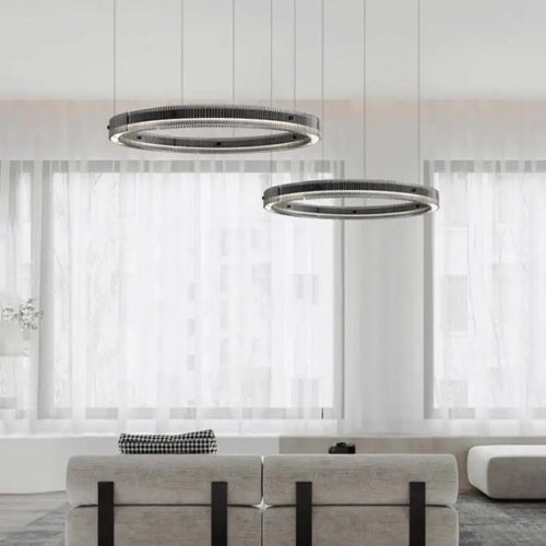 lustre led minimaliste avec anneau moderne et ombre créative - vue 3 sur 13