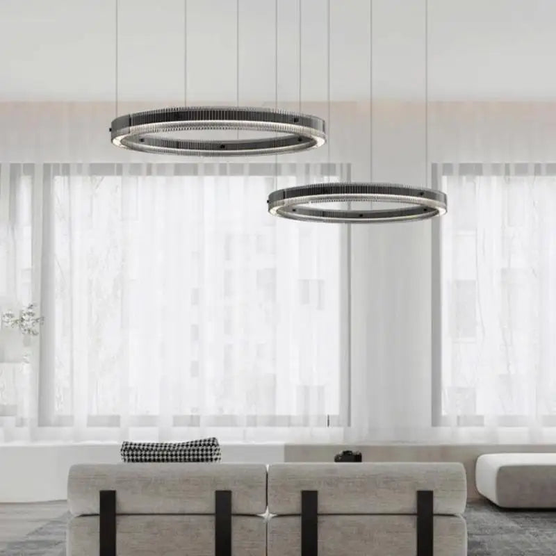 lustre led minimaliste avec anneau moderne et ombre créative - vue 3 sur 13