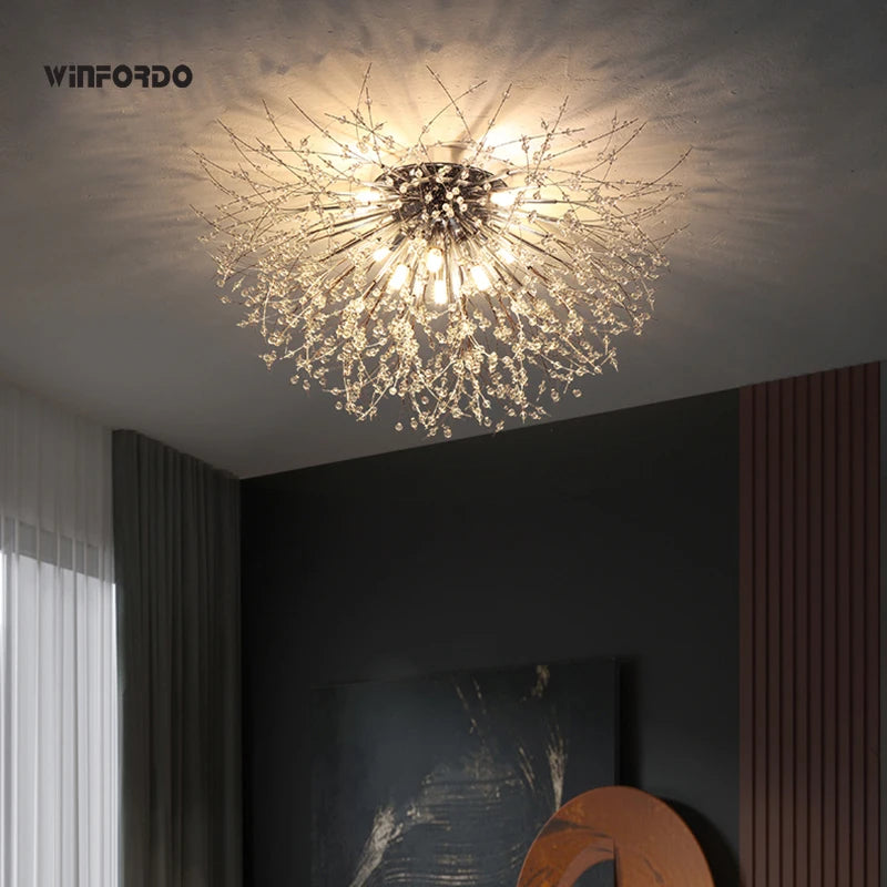 lustre led 	 avec branches de cristal winfordo en stock - vue 6 sur 18