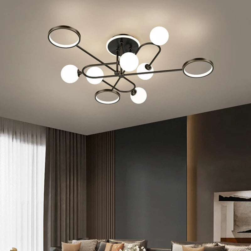 lustre led moderne en verre pour - vue 1 sur 12