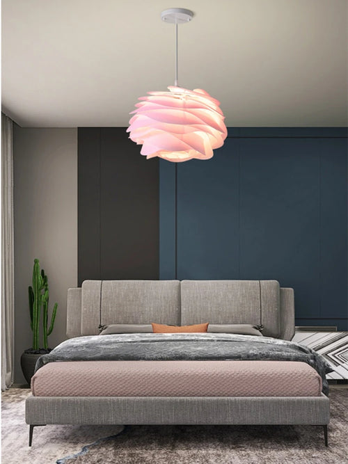 lustre nordique suspendu pétales en pvc avec ampoule offerte - vue 2 sur 12