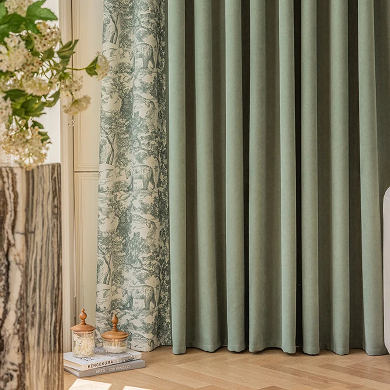 Rideau occultant motif floral moderne sur mesure salon - vue 1 sur 7