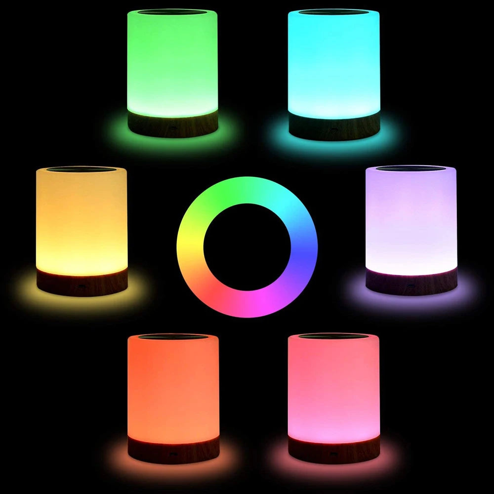 Lampe tactile LED veilleuse pour chambres à coucher salon Table Portable lampes de chevet Rechargeable blanc chaud RGB lumière pour enfants cadeau - vue 3 sur 8