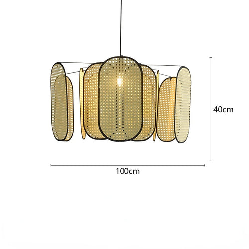 Lustre d'art Rural chinois noyau de bambou rotin LED chambre Restaurant étude lampe à Suspension luminaires décoratifs d'intérieur - vue 16 sur 15
