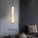 lustre en marbre naturel et laiton noir avec cordon réglable