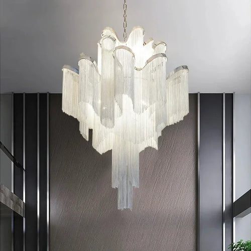 lustre à led pampilles industrielles éclairage intérieur décoration moderne - vue 2 sur 12