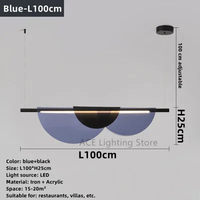 Lustre acrylique moderne nordique Led en verre coloré - vue 9 sur 10