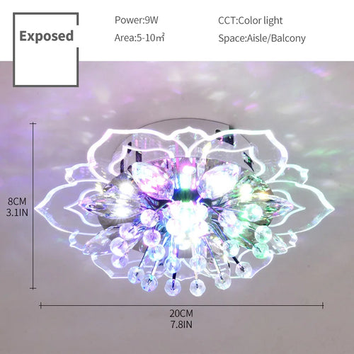 plafonnier led en cristal de luxe pour décoration balcon - vue 11 sur 12