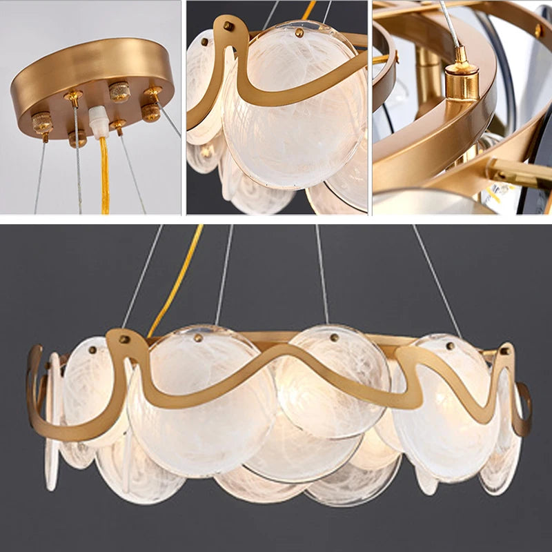 Modern crystal chandelier with adjustable suspension cable E14 pendant light,living room bedroom kitchen ceiling chandelier - vue 4 sur 16