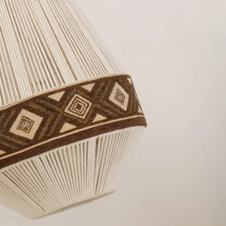 lustre bohème en tissu tissé avec corde en coton et lin - vue 5 sur 9