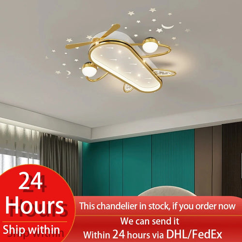 Gold/Black LED Living Room Ceiling Light, RC Dimmable for Kitchen Boys Room Home Decor, Star Decorative Lights. - vue 2 sur 10