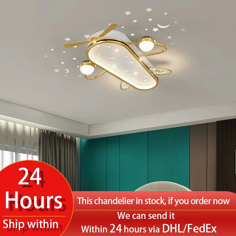 Gold/Black LED Living Room Ceiling Light, RC Dimmable for Kitchen Boys Room Home Decor, Star Decorative Lights. - vue 1 sur 10